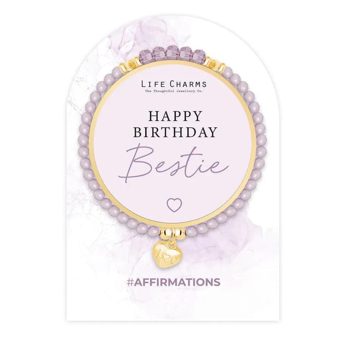 Life Charms 'Happy Birthday Bestie' Purple Crystal Affirmation Bracelet - Jewellery - Life Charms - Bumbletree
