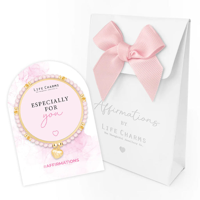 Life Charms 'Especially For You' Pink Crystal Affirmation Bracelet