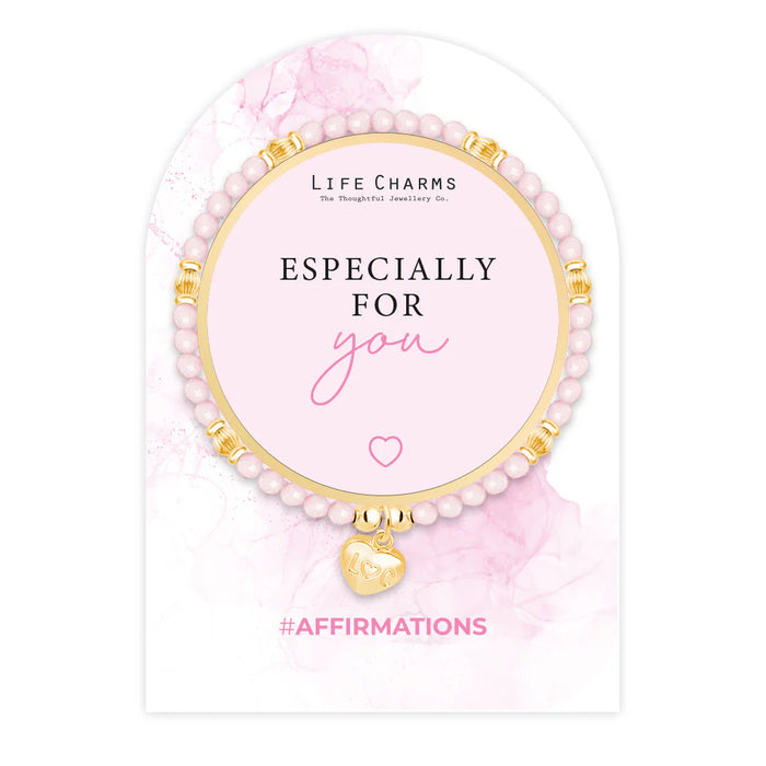 Life Charms 'Especially For You' Pink Crystal Affirmation Bracelet