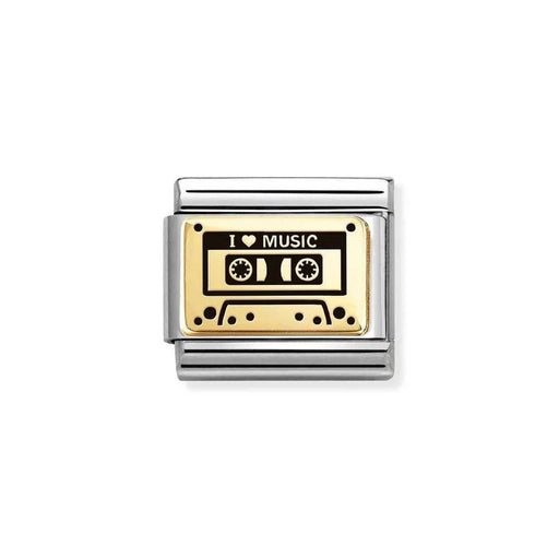 NOMINATION Classic Gold & Black I Love Music Mix Tape Charm - Charms - Nomination - Bumbletree