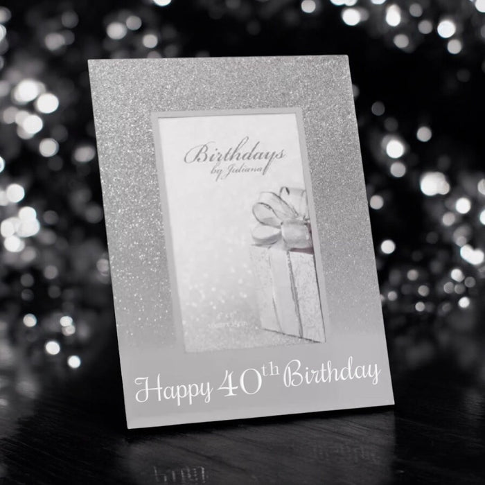 Happy 40th Birthday Glitter Mirror Photo Frame 4x6 - Gifts - Bumbletree - Bumbletree