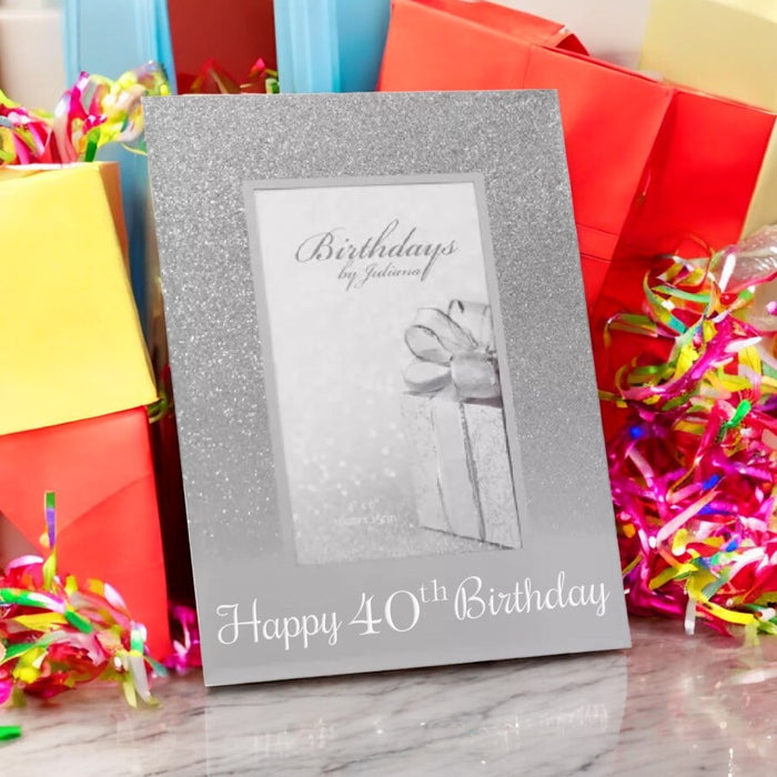 Happy 40th Birthday Glitter Mirror Photo Frame 4x6 - Gifts - Bumbletree - Bumbletree