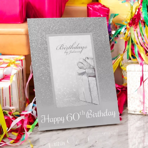 Happy 60th Birthday Glitter Mirror Photo Frame 4x6 - Gifts - Bumbletree - Bumbletree