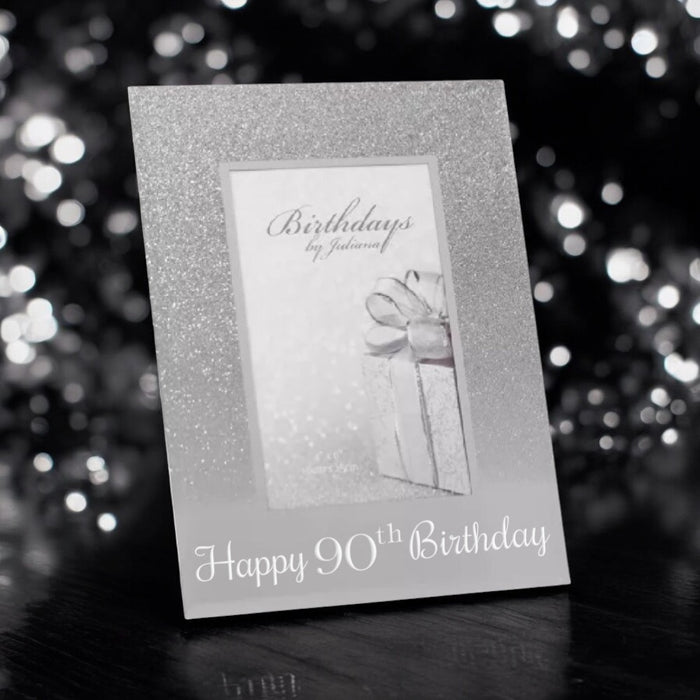 Happy 90th Birthday Glitter Mirror Photo Frame 4x6 - Gifts - Bumbletree - Bumbletree