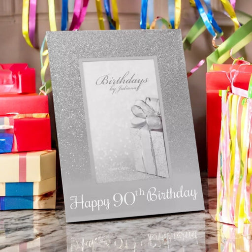 Happy 90th Birthday Glitter Mirror Photo Frame 4x6 - Gifts - Bumbletree - Bumbletree