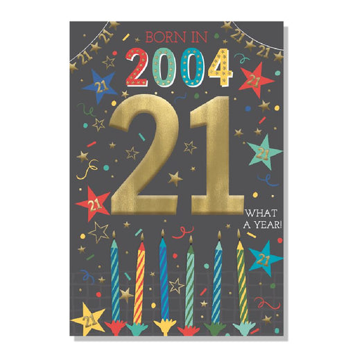 Age 21st Male Birthday Card With Candles Design - Year You Were Born - Bumbletree