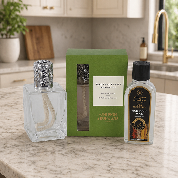Ashleigh & Burwood: Fragrance Lamp Discovery Set - Transparent Lamp & Moroccan Spice - Home Fragrance - Ashleigh & Burwood - Bumbletree