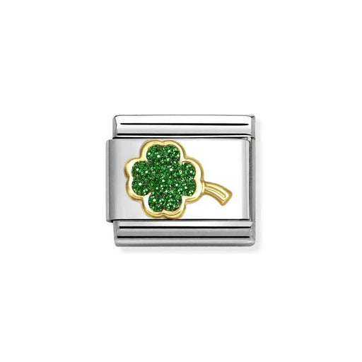 NOMINATION Classic Gold & Green Glitter Four-Leaf Clover Charm - Charms - Nomination - Bumbletree