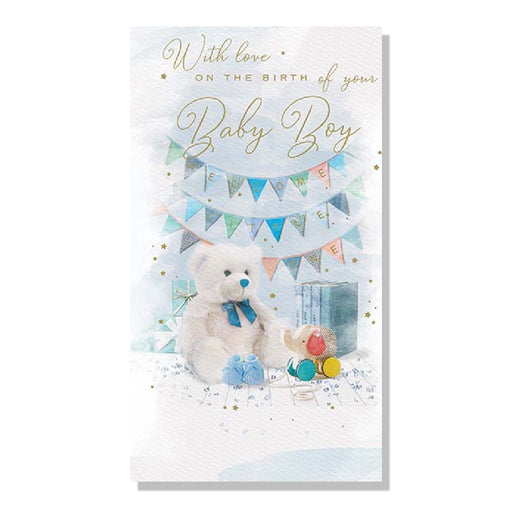 Baby Boy Teddy Design Birth Card - Cards - Bumbletree - Bumbletree
