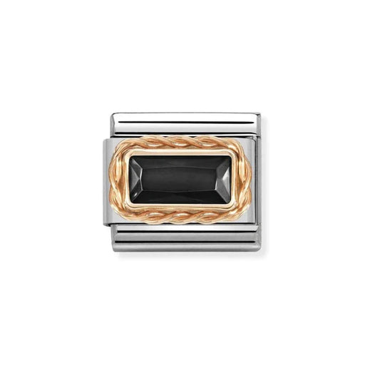 NOMINATION Classic Rose Gold & Black CZ Baguette Charm - Charms - Nomination - Bumbletree
