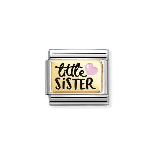 NOMINATION Classic Gold Little Sister with Pink Heart Charm - Charms - Nomination - Bumbletree