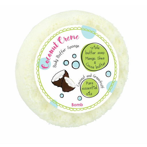 Coconut Creme Body Buffer Soap Sponge - Bath & Body - Bomb Cosmetics - Bumbletree