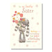 Cute Bunny With Flowers on front of Sister Birthday Card with colourful design