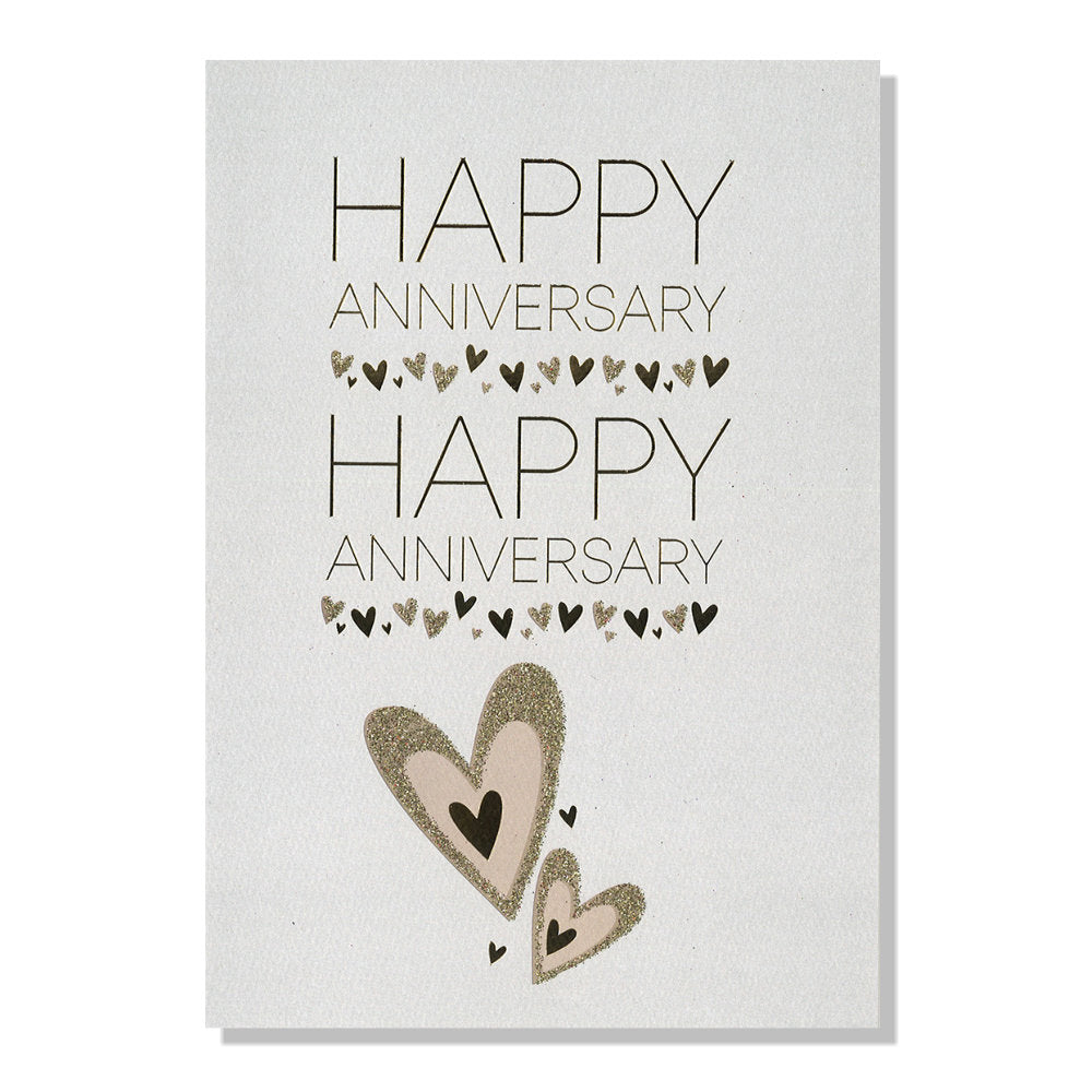 Happy Anniversary Card With Gold Glitter Hearts Design– Bumbletree