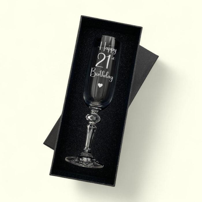 Happy 21st Birthday Champagne Flute Glass - Gifts - Bumbletree - Bumbletree
