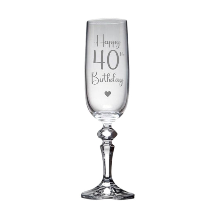 Happy 40th Birthday Champagne Flute Glass - Gifts - Bumbletree - Bumbletree