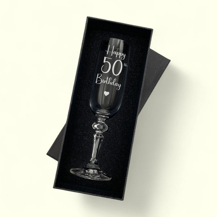 Happy 50th Birthday Champagne Flute Glass - Gifts - Bumbletree - Bumbletree