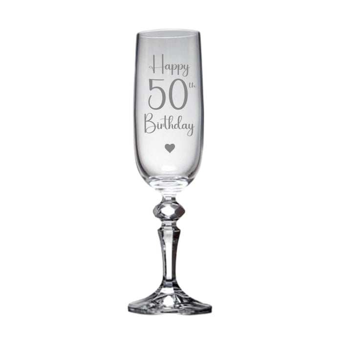 Happy 50th Birthday Champagne Flute Glass - Gifts - Bumbletree - Bumbletree