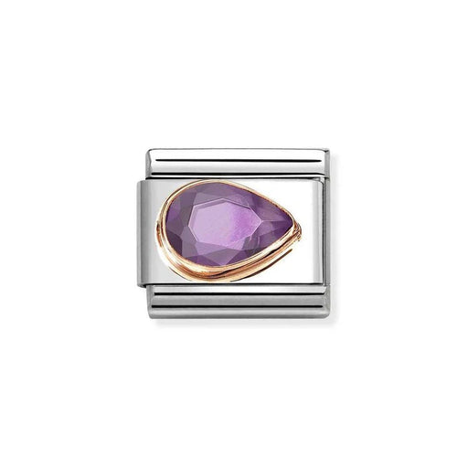 NOMINATION Classic Rose Gold & Purple Faceted CZ Right Teardrop Charm - Charms - Nomination - Bumbletree