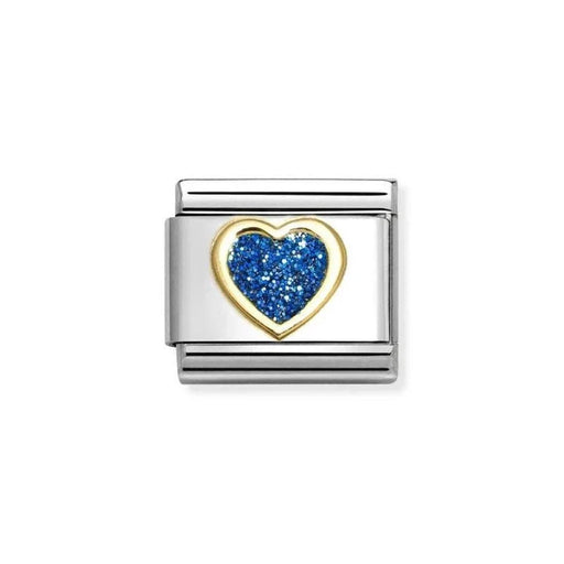 NOMINATION Classic Gold & Blue Glitter Heart Charm - Charms - Nomination - Bumbletree