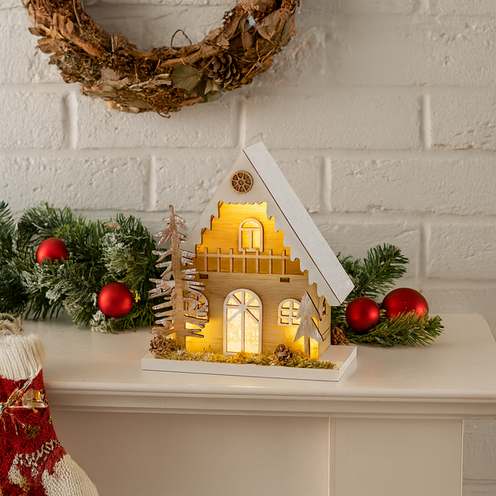 LED Wooden Chalet House Christmas Ornament - Homeware - Bumbletree - Bumbletree