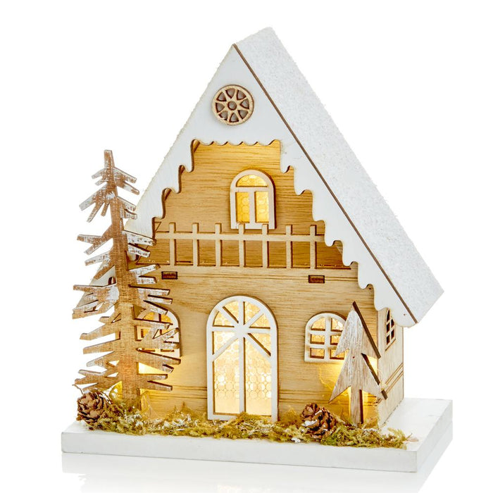 LED Wooden Chalet House Christmas Ornament - Homeware - Bumbletree - Bumbletree