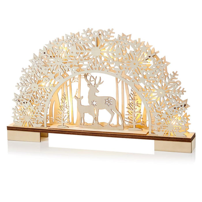 LED Reindeer Snowflake Wooden Christmas Ornament - Homeware - Bumbletree - Bumbletree