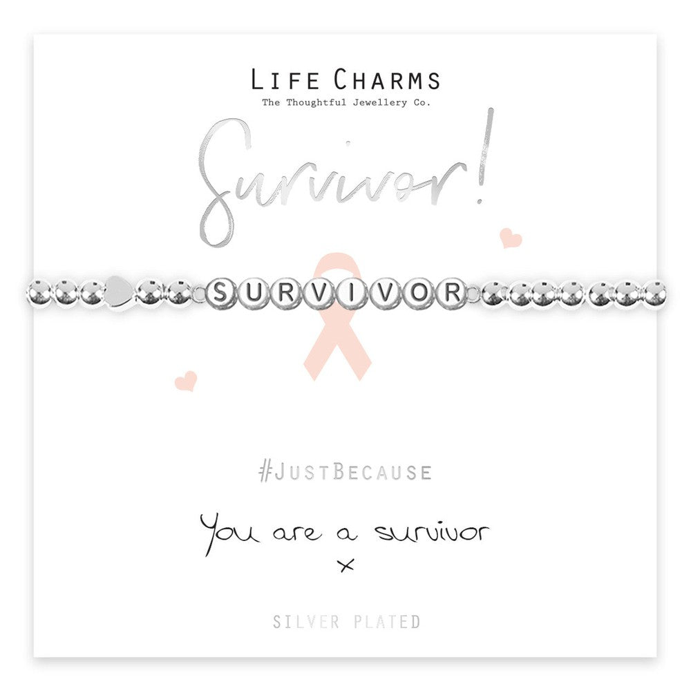 Bracciale Life Charms "You Are A Survivor" – Placcato Argento, In Elegante Scatola Regalo