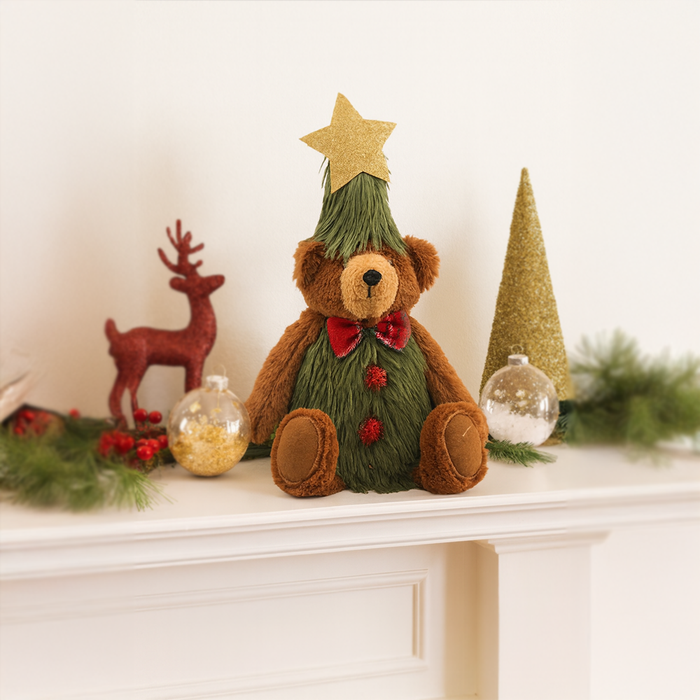 Sitting Bear With Christmas Tree Outfit Ornament Decoration - Homeware - Bumbletree - Bumbletree