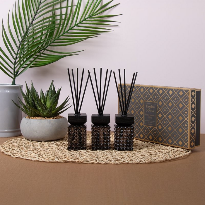 Desire Pomegranate Noir Luxury Reed Diffuser Gift Set - 3 x 50ml