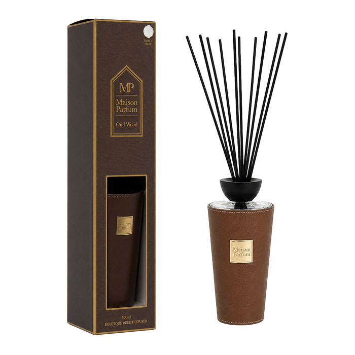 Maison Parfum Oud Wood Luxury Leather-Effect Reed Diffuser - 500ml