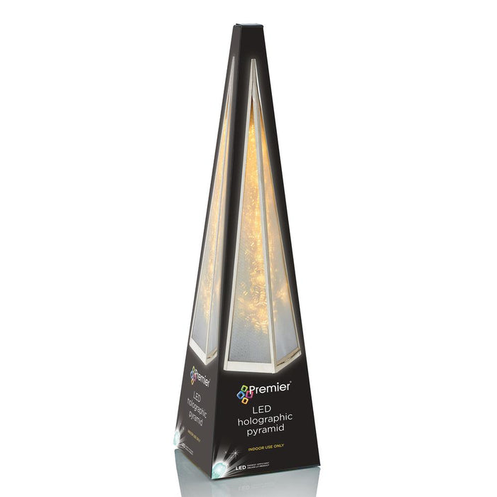 Silver Holographic Pyramid Christmas LED Lamp – 45cm - Homeware - Bumbletree - Bumbletree