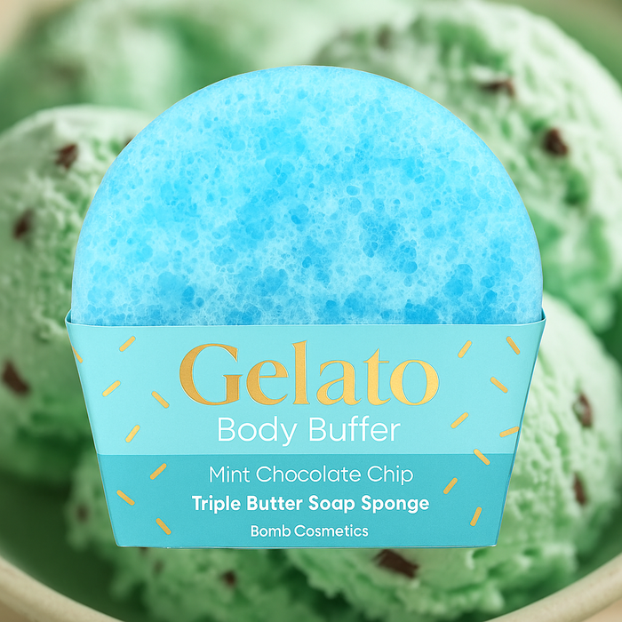 Mint Choc Chip Gelato Body Buffer Shower Sponge - Bath & Body - Bomb Cosmetics - Bumbletree