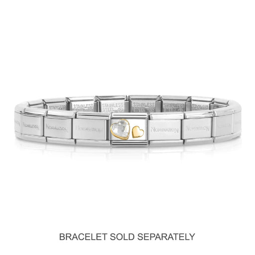 NOMINATION Classic Gold Double Hearts White CZ Charm - Charms - Nomination - Bumbletree