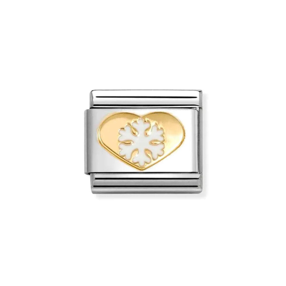 NOMINATION Classic Gold Heart & White Snowflake Charm Bumbletree