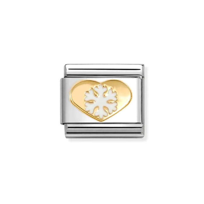 NOMINATION Classic Gold Heart & White Snowflake Charm - Charms - Nomination - Bumbletree