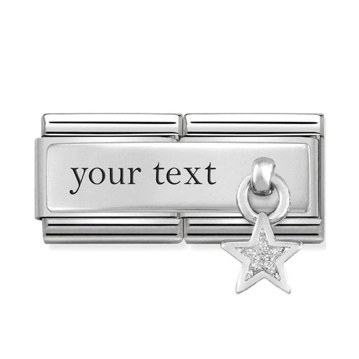 NOMINATION Classic Silver Plate with Glitter Star Double Drop Charm - z. Nomination Outlet - Nomination Outlet - Bumbletree