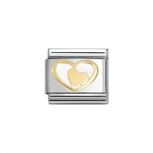 NOMINATION Classic Gold White Heart Charm - Charms - Nomination - Bumbletree