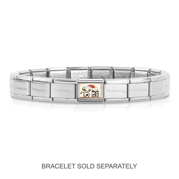 NOMINATION Classic Rose Gold Puppy With Santa Hat Charm - Charms - Nomination - Bumbletree