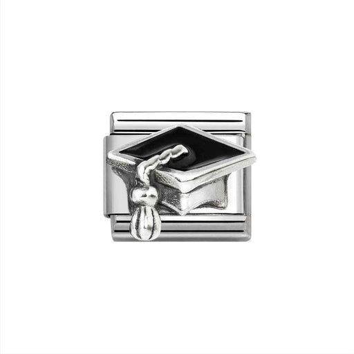 NOMINATION Classic Silver & Black Graduation Cap Charm - Charms - Nomination - Bumbletree