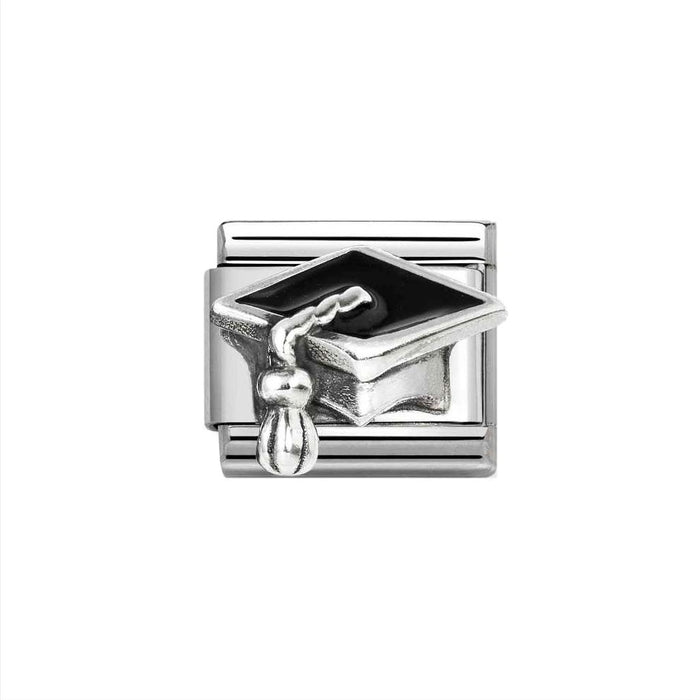 NOMINATION Classic Silver & Black Graduation Cap Charm - Charms - Nomination - Bumbletree