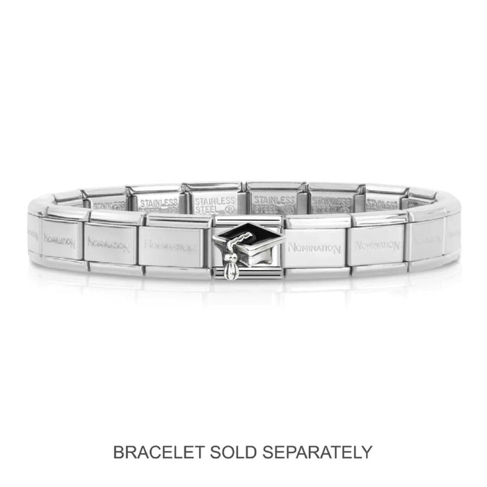 NOMINATION Classic Silver & Black Graduation Cap Charm - Charms - Nomination - Bumbletree