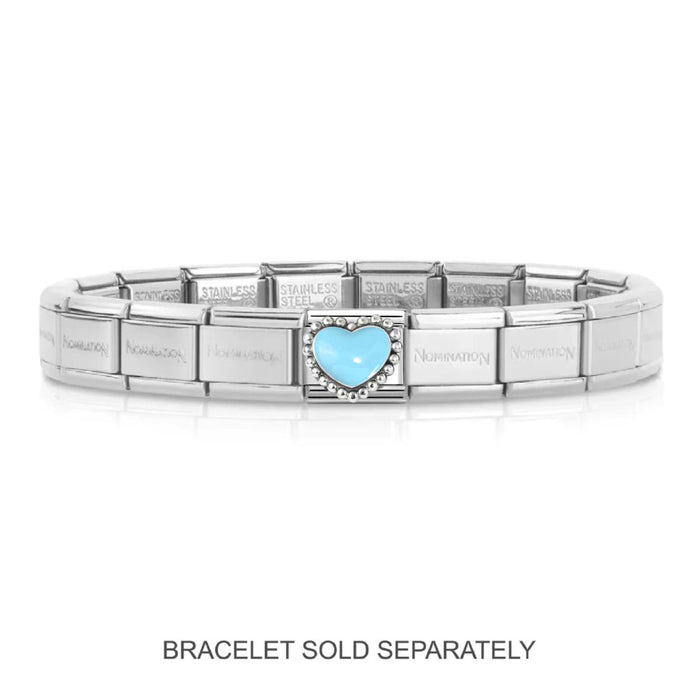 NOMINATION Classic Silver & Pastel Blue Heart Charm - Charms - Nomination - Bumbletree