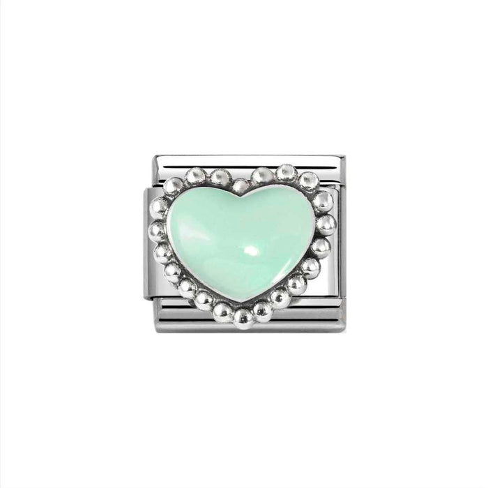 NOMINATION Classic Silver & Pastel Green Heart Charm - Charms - Nomination - Bumbletree