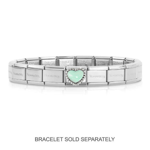 NOMINATION Classic Silver & Pastel Green Heart Charm - Charms - Nomination - Bumbletree