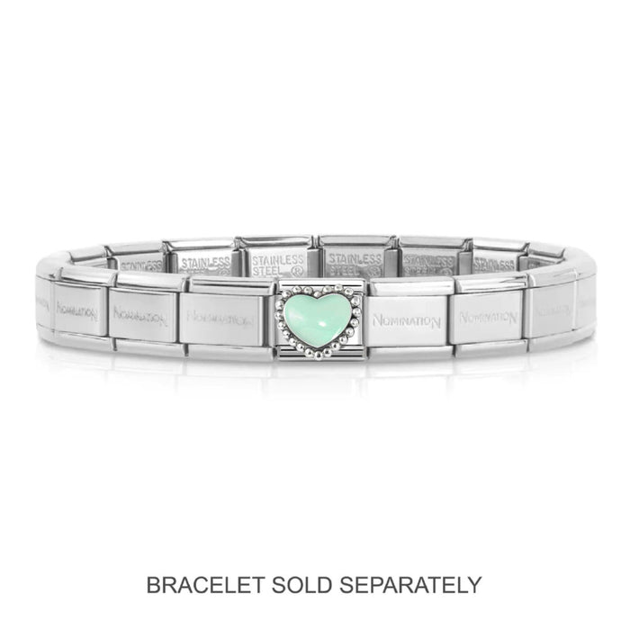 NOMINATION Classic Silver & Pastel Green Heart Charm - Charms - Nomination - Bumbletree