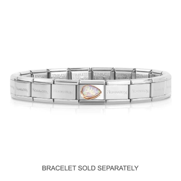 NOMINATION Classic Rose Gold & Pink Opal Right Teardrop Charm - Charms - Nomination - Bumbletree