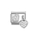 NOMINATION Classic Silver CZ Heart & Heart Pendant Charm - Charms - Nomination - Bumbletree