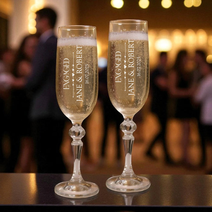 Personalised Engagement Champagne Flutes - Gifts - Bumbletree - Bumbletree