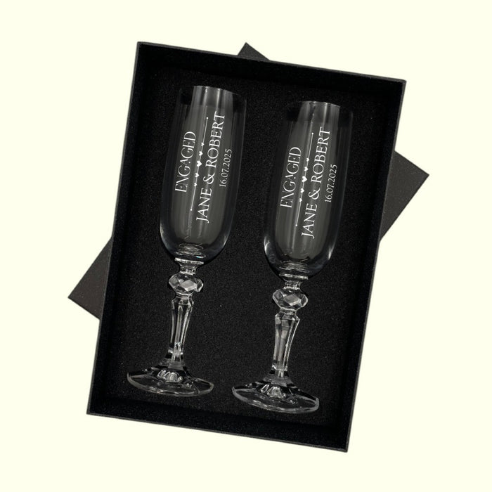 Personalised Engagement Champagne Flutes - Gifts - Bumbletree - Bumbletree
